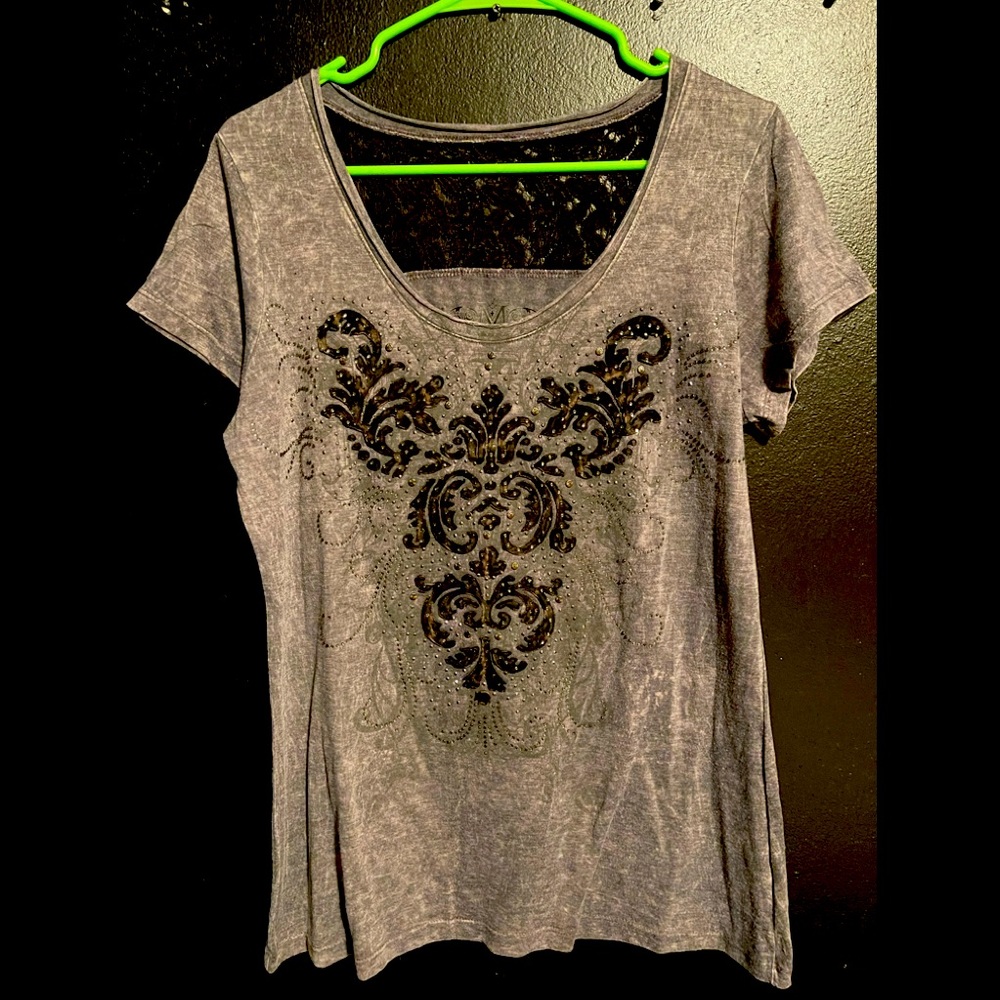 MAURICES SIZE XXL Rhinestone Lace back Shirt